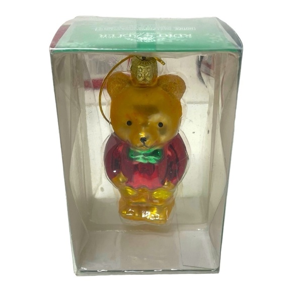 NWT Kurt Adler Christmas Bear Glass Ornament - Picture 1 of 4